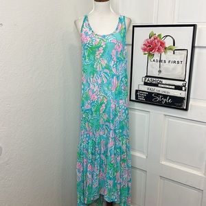 Lilly Pulitzer Blue and Pink Maxi Dress Coverup
